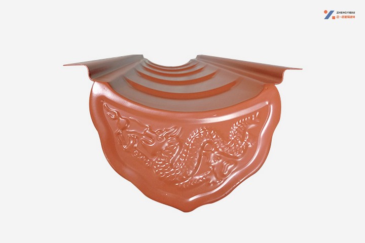 中式仿古金属琉璃瓦砖红色-喷涂